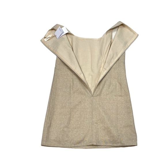 Luxmii Mini Linen S Shift Dress In Gold Metallic Linen Lurex W/ Sparkle - Picture 7 of 8